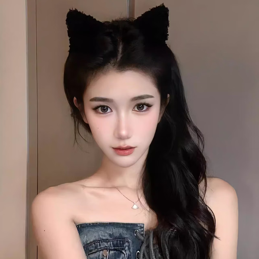 Mu Ding Ding cute cat headband for women, plush, sweet and fashionable cat ear headband, black face wash headband, high-end hair accessory, cat ears, black