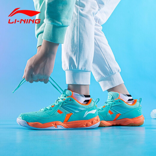 Li Ning Men's Shoes Badminton Shoes Men's All-Around King Wear-Resistant Training Shoes Trendy Casual Sports Shoes Electric Blue/Fluorescent Orange 079-14 39
