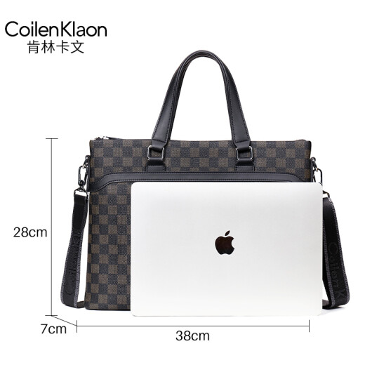coilenklaon briefcase men's business men's handbag commuter file bag laptop handbag work office bag checkerboard (preferred material)