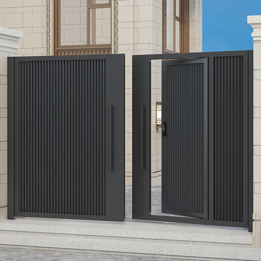 金赋顺铝合金庭院门铁艺双开门农村户外不锈钢花园院子门自建房电动大门 款式1 双开门