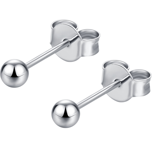 Gold Supreme (3DG Jewelery) Platinum pt950 earrings for women, classic small light bulbs, ear sticks, small round bead earrings, earrings, gift price, gold weight 1.03 grams (accessories gift box)