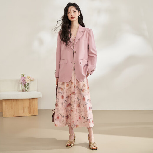 Xiyu Pink Casual Fashion Classic Suit Jacket Women's 2024 Spring New Loose Slim Commuting Versatile Pink M
