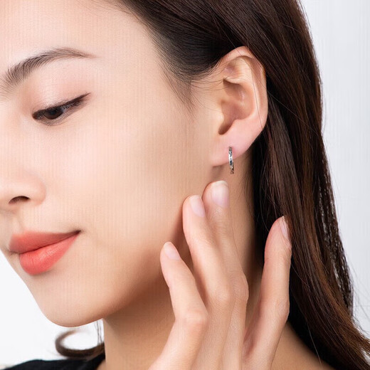 Trendy Acer minimalist hoop PT950 platinum earrings and earrings as a birthday gift for girlfriend. Priced. Single model is about 0.9g.