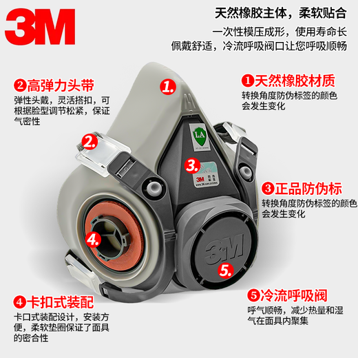 3M6200 mask dust-proof, industrial dust-proof, welding spray-paint, poison-proof, chemical gas protective mask U2K, dust-proof, water-washable, comes with a set of Chongsong U2W core