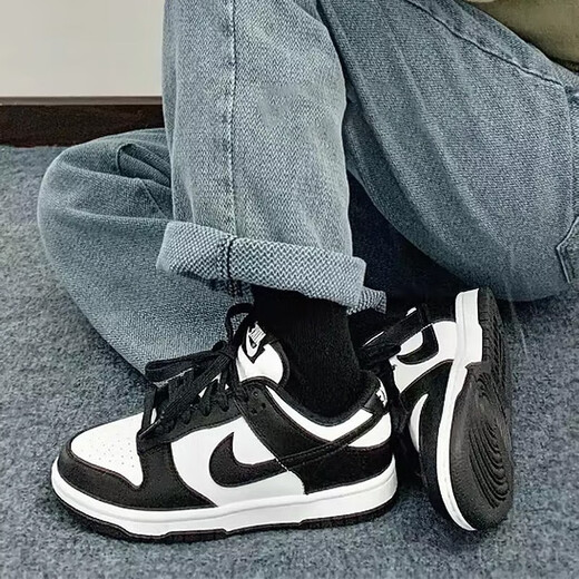 
NIKE Nike men's shoes and women's shoes summer new DUNK LOW couple's low top shoes classic versatile sports casual shoes black and white panda (GS model) CW1590-100 36.5