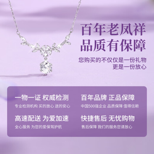 老凤祥S999足银项链女士经典百搭气质高级感纪念日生日礼物送女友老婆 【一克拉】紫藤花开项链