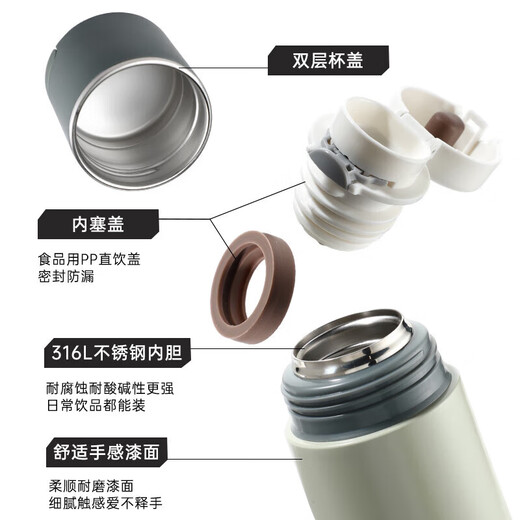 Fuguang thermos cup 316 stainless steel large-capacity water cup student cold cup for men and women outdoor portable double drinking cup