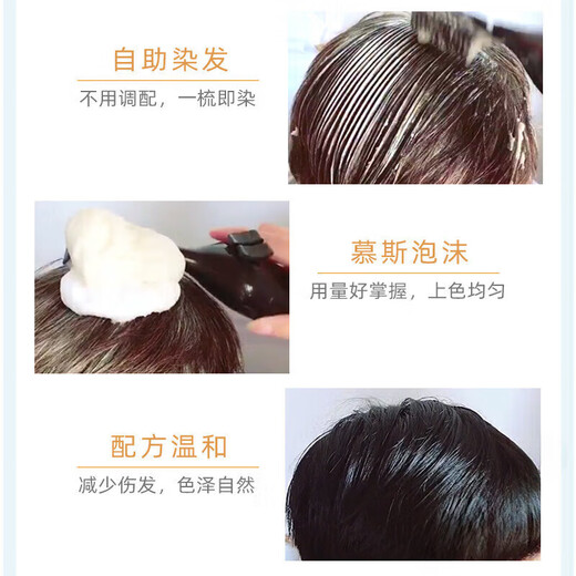 邦维丝上海邦维丝染发剂染发梳染发剂一染黑染发膏植物摩丝盖白发黑色男 咖啡色 1套剂（无梳） 自然黑号适用遮盖白发染发膏泡沫遮白