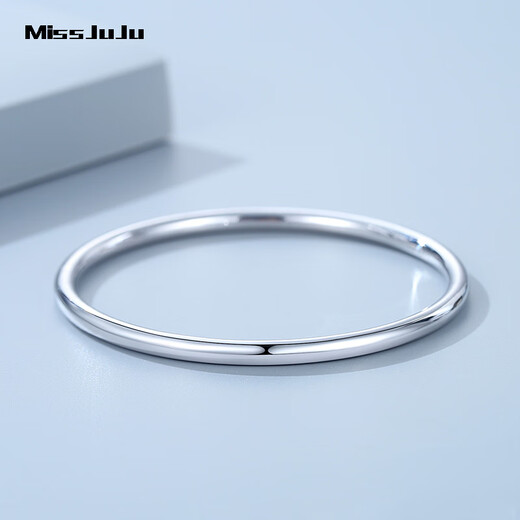 Miss JuJu platinum bracelet women's glossy pt950 platinum ring bracelet semi-solid PT950 inner diameter 60mm weight 9.91 grams thick 2.8mm