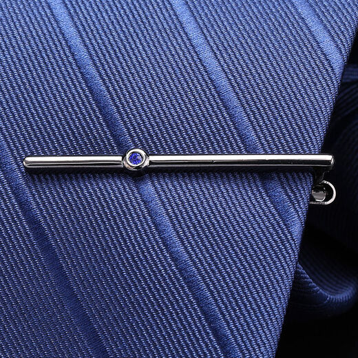 Mijilin Mijilin Men's Gold Silver Tie Clip Business Sub-Simple Korean Metal Men and Women Gunmetal Blue Diamond Model (Simple Pack without Box)