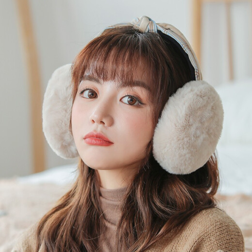 Qiao Gongfang warm earmuffs for women in winter, cute plus velvet thickened earmuffs, ear warmers, earmuffs, earmuffs, Korean version for students, outdoor riding, windproof earbags, warm ear caps, antifreeze earmuffs, off-white