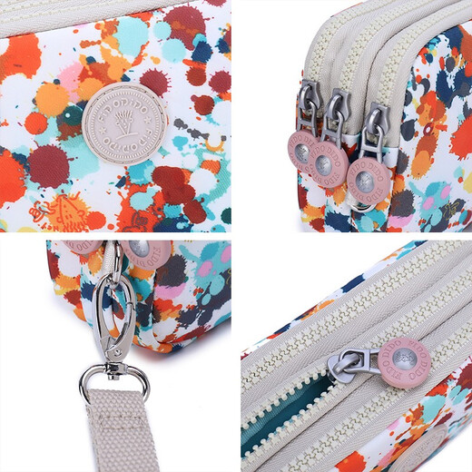 Fido Dido clutch bag for women Korean version trendy fashion ladies clutch bag small coin purse wrist bag new light luxury small bag gift splash flower (with long shoulder strap)