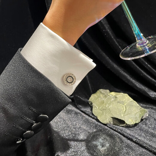 Apatia French round white crystal cufflinks light luxury minimalist men's style gentleman elegant shirt ring classic