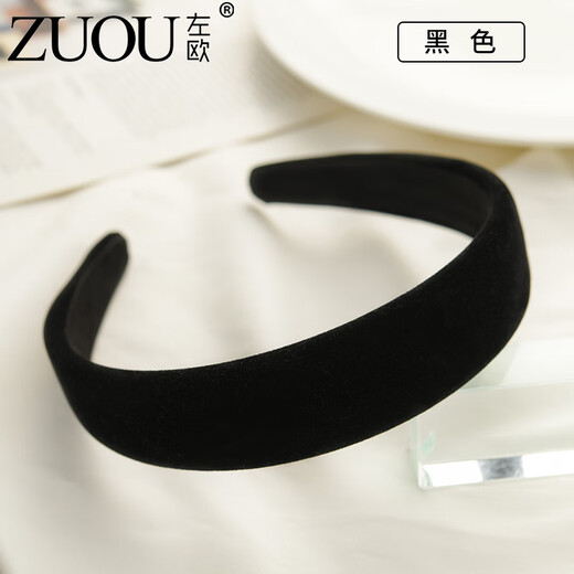 Zuoou hairband women's 2025 new hairpin French retro high skull pressure hair headband advanced sponge wide black hairpin headwear black