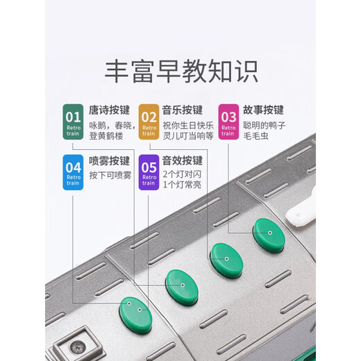恒中意喷雾蒸汽绿皮火车玩具车男孩仿真模型绿色儿童男童冒烟喷气 绿皮 火车 超大号[会喷雾/故事唐诗/