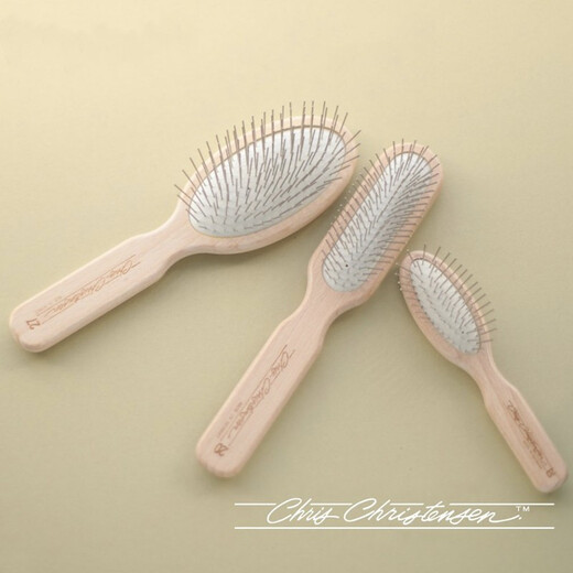 Chris Christensen imported from the United States for pet grooming, general purpose combing and hair protection for cats and dogs, wooden handle comb, suitable for long-haired dogs and cats, 27mm round handle comb
