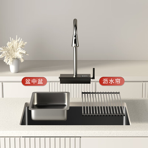 Jomoo sink under counter digital display Raindance kitchen sink basin handmade sink 304 stainless steel thickened large single tank 60*40 under counter digital display Raindance-luxury package