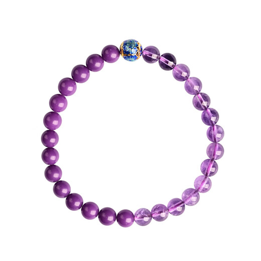 BOSFRU Natural Amethyst Purple Mica Bracelet Women's Single Double Circle National Style Forbidden City Gift for Sisters and Best Friends Siyu Style Amethyst Aquamarine Single Circle