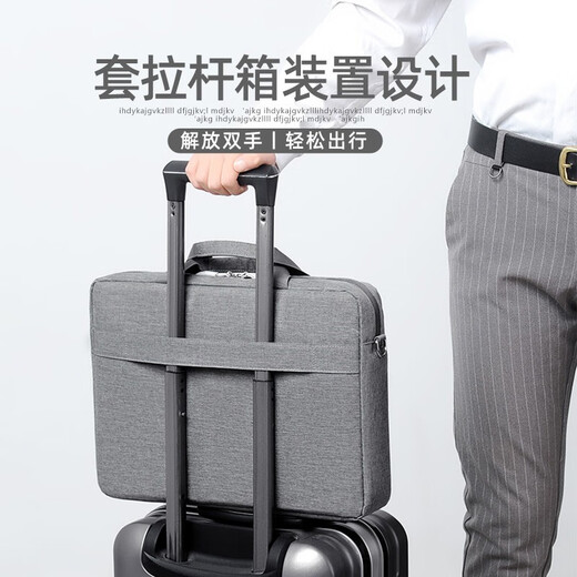 Qingxi laptop bag portable 14-shoulder 16-inch suitable for Lenovo Savior Y7000 gaming laptop Tianxuan 6pro black thick style with trolley case strap + shoulder strap 15.6-16.1 inches