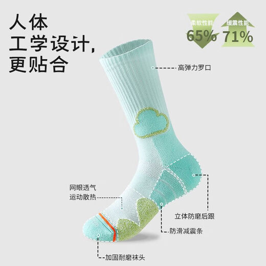 霜魄羽毛球袜子儿童网球袜运动毛巾袜女中筒跑步袜长筒加厚透 【5双装】1粉+2浅蓝+2紫 6195-运动健身搭配