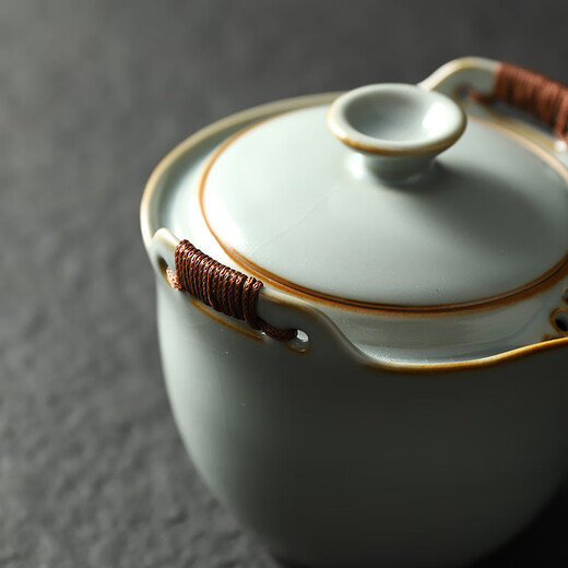 Dongmingtang Ru kiln hand holding pot anti-scalding ceramic teapot single pot large capacity kung fu tea set teacup set teapot for home use Ru kiln hand holding pot (single pot 1) simple package 270ml