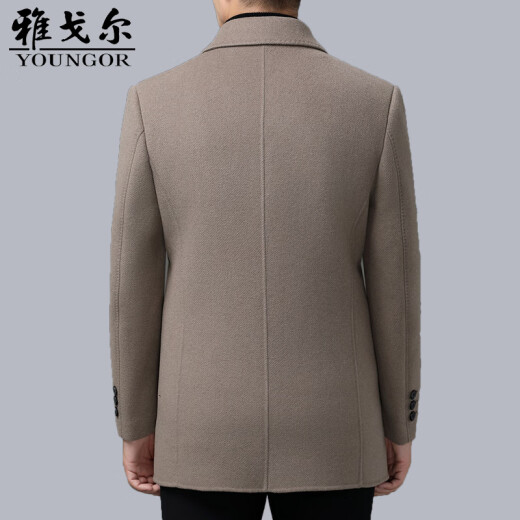 CEO Yageo double-sided cashmere coat for men's mid-length daddy suit middle-aged and elderly wool wool casual jacket for men thickened y24519 khaki M 170