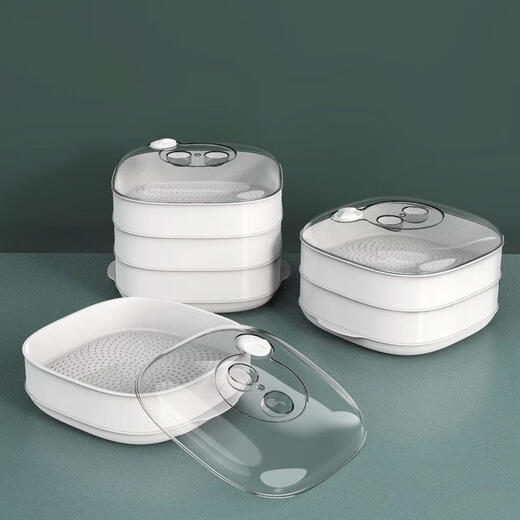 HH Galanz microwave steamer special heating steam box household steam box multi-functional food grade thickened steamer with cover two layers thick white