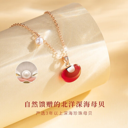 Farcoko Acacia Red Bean Necklace for Women Red Bean Pendant High-end Light Luxurious Clavicle Chain Heartfelt Birthday Gift for Girlfriend Fast Delivery in the Same City Acacia Red Bean Necklace