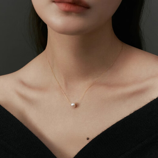 DR-FLVVSakoya Seawater Pearl Passepartout Necklace Hesheng 18K Gold Perfect Round High Light Akoya Natural White Gold 8.5-9mm Freshwater Pearl