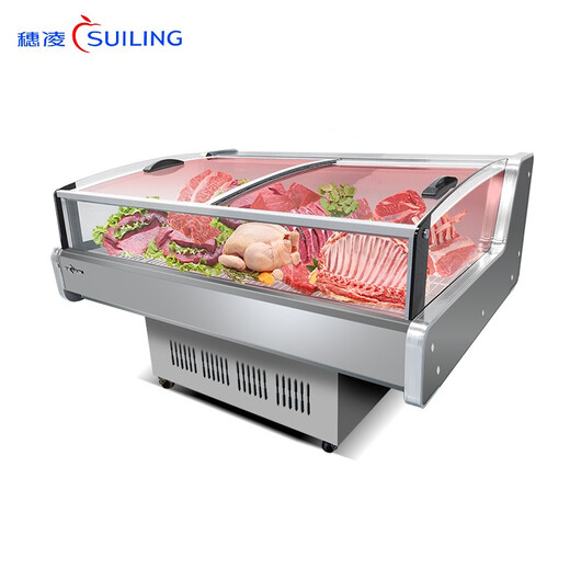 Suiling (SUILING) fresh meat display cabinet braised vegetables cooked food refrigerator commercial horizontal freezer pork preservation cabinet meat freezer cold vegetable display cabinet supermarket refrigerator 2-meter fresh meat cabinet (1988*1120*897mm)