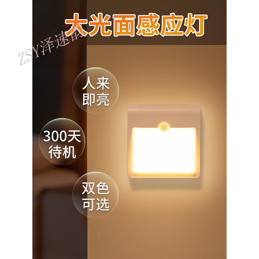 Zesuyun Интеллектуальный ночник с датчиком человеческого тела Перезаряжаемый голосовой свет Свет для прохода Лестница Коридор Коридор Беспроводная входная дверь, начиная с двери 1 упаковка Теплый белый свет Зарядка + 2 вида яркости