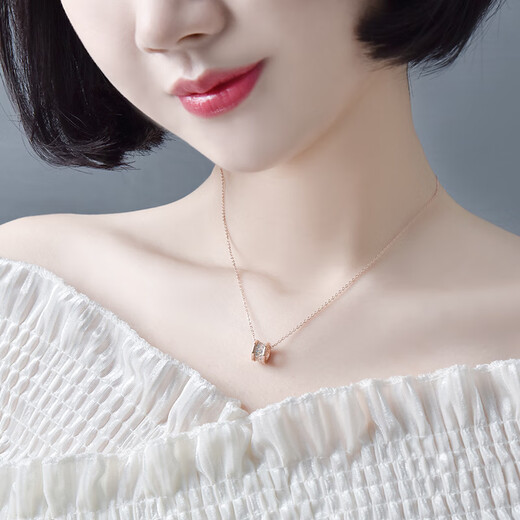 Luruo sterling silver necklace women's pendant 18K rose gold inlaid gemstone clavicle chain light luxury high-end 2023 new trend white gold