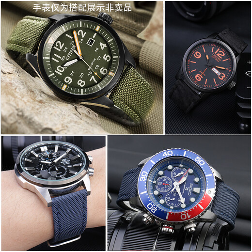 Adaptation Jinggong No. 5 Water Ghost Canned Nylon Canvas Watch Strap Xizhi City Photo Kinetic Energy BM847 Tianmeishi Haigu Military Watch Strap Men Blue-Steel Pin Cuff 21mm