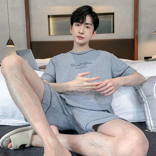 莫代尔男士睡衣男夏季2025新款短袖家居服男款男生青少年夏天夏款大码 H HDE-9930 4XL 均码