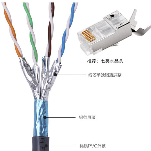XMSJ Super Six Double Shield Pure Copper Network CAT6A Class Broadband Network Connection Cable Computer Router Engineering Home Decoration Super Six Double Shield Gray QS6169/QS266 305m Whole Box