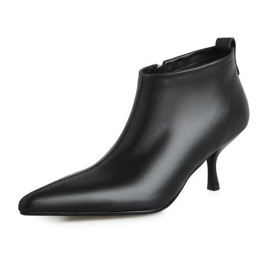 Asacho Spring and Automne New Women's Both Boots Cow Hide pointu pointu à talons minces Bottes nues hautes Bottes à talons hauts Bottes de la mode Fashion Boots Slim Boots Single Boots Black 34