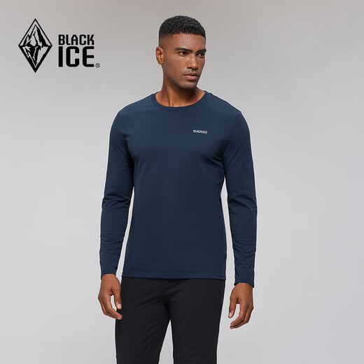
Black ice outdoor autumn and winter men's sun protection moisture absorption and quick-drying antibacterial round neck long-sleeved T-shirt FDE3501 Black L