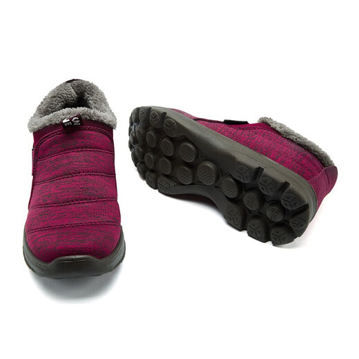 Warrior Mom Cotton Shoes Fashion Winter Fashion Plus Fleece Old Man Short Sorth Snow Boots Zapatos para mujeres 3085 Vino Rojo 35