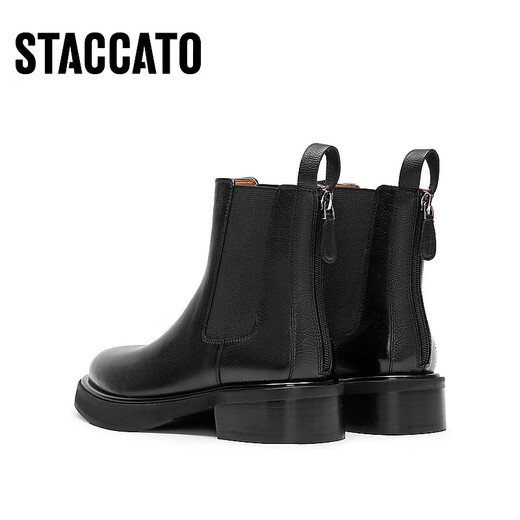 [90% nuevo] Sigatu Winter Chelsea Botas Botas cortas Botas de moda de tacón grueso Mujeres D9930DD3 Obsidian Black (Single) 37