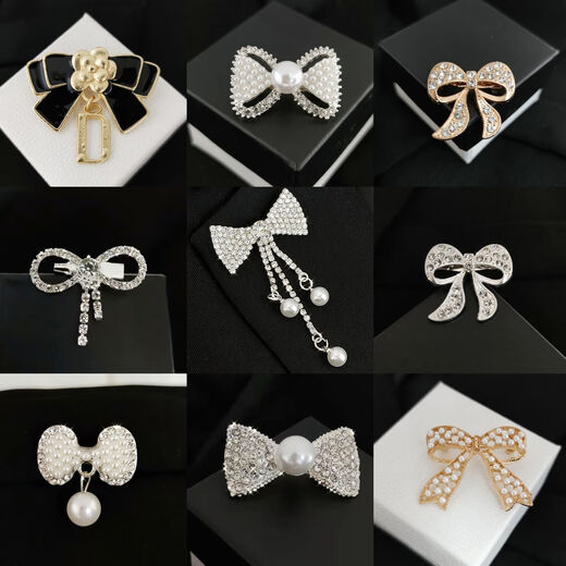 Suiyuxianyan new Hao stone diamond brooch bow tie pin anti-exposure fashion accessories design 5096 (37x57mm)