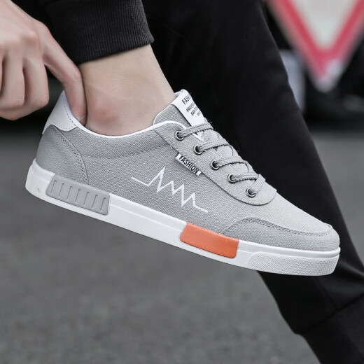 Spring and summer traditional cloth shoes for men, breathable classic old Beijing cloth shoes, men's canvas shoes, men's flat casual sneakers MD-6636 gray 44