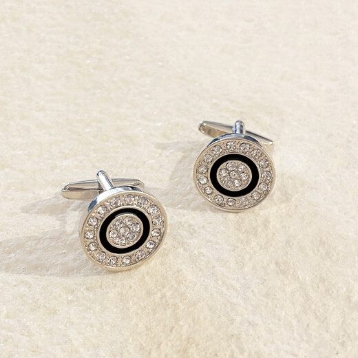 Apatia French round white crystal cufflinks light luxury minimalist men's style gentleman elegant shirt ring classic