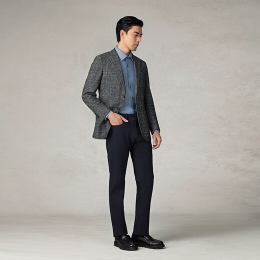 GORNIA [Modern Suit] Men's Single Suit Hair Grey Simple Business Commuter Suit GBS19310272 Grey 185B