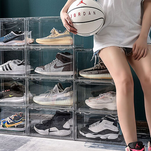 Minghuitong shoe box fully transparent shoe box acrylic plastic AJ basketball shoe storage box dust-proof shoe cabinet anti-oxidation shoe rack shoe cabinet small three-sided transparent 1 pack