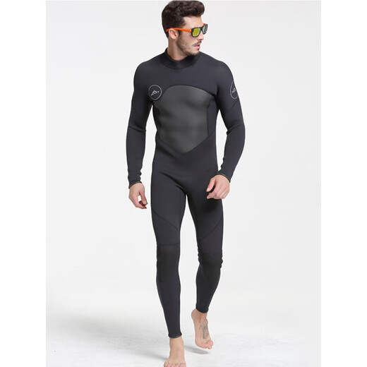 SBART men's one-piece wetsuit thickened and warm deep diving surfing winter swimsuit neoprene 5MM 1498 yellow M