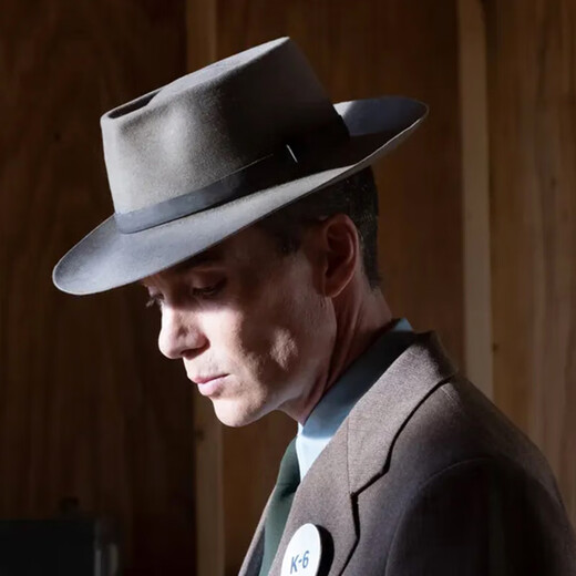 Kui Ying Oppenheimer hat same style big brim gentleman British retro wool Panama hat wide brim suit jazz hat classic black M (56-58cm suitable for 85% of head circumference)