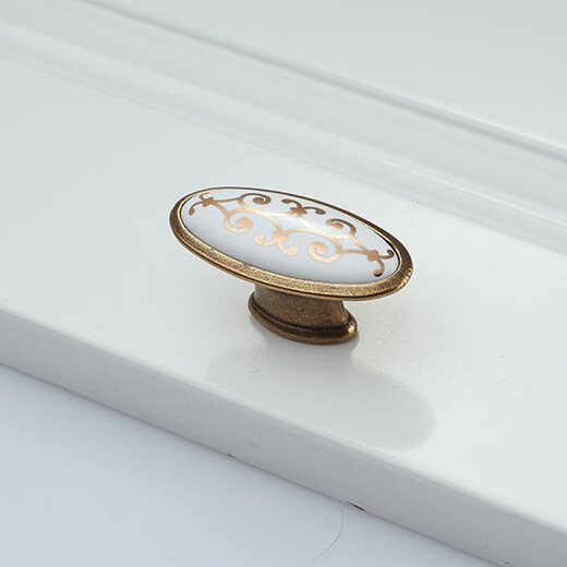 
XMSJ European ivory white wardrobe door round handle modern simple drawer single hole cabinet shoe cabinet handle small handle 9928F oval single hole