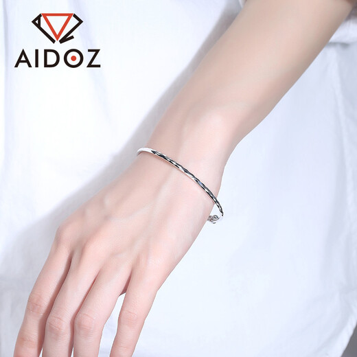 Aido Diamond Platinum Bracelet for Women pt950 Platinum Geometric Section Push-Pull Adjustable Gift for Mom (Customized) About 25 Grams Push-Pull Adjustable If the Weight Is More, Refund the Less