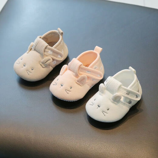 Sweet Chengzhi Baby Schuhe Frühlings- und Herbst Neugeborene Babytuchschuhe weiche Sohle 6-8-9 Monate ohne von Kinder Schritt Frontschuhen 0-1 Jahre atmungsaktiven beige-embroidered Katze mit innerer Länge 11,0 cm (ca. 0-6 Monate)