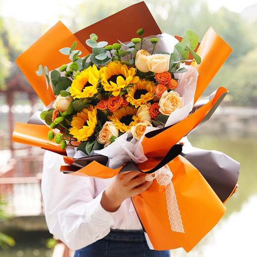 Eswina Flower Express Sunflower Mixed and Matched Bouquets Birthday Gifts Nationwide Delivery Sunflower European Style Bouquets